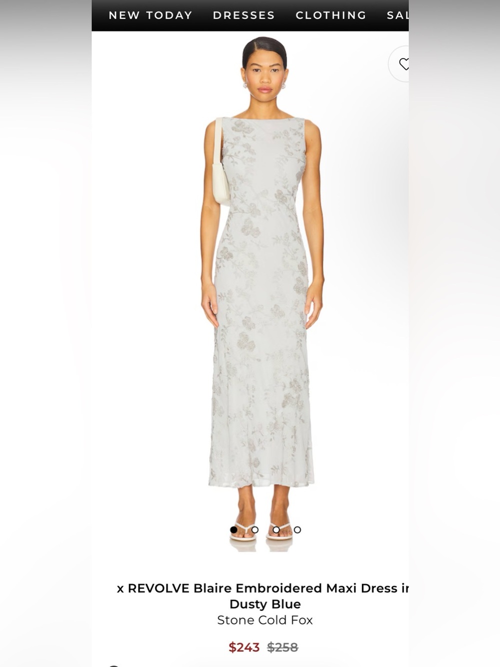 Stone Cold Fox Dusty Blue Embroidered Maxi Dress